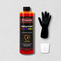 스팅거 트리플폼 컬러폼 500ml 스노우폼 프리워시 폼세차 폼샴푸 세차폼 고농축 폼건용 세제 장갑, 옐로우, 옵션01 스팅거 트리플 컬러폼 500ml+장갑