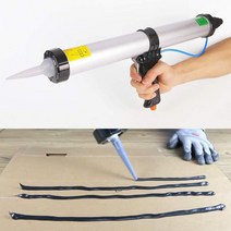 에어렌치600ml 소시지 공압 코킹 건 실리콘 실란트 건 공기 고무 건 3 개의 투명 접착제 노즐이있는 코킹