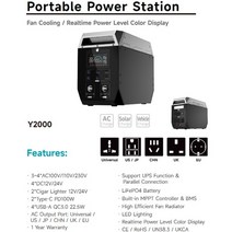 캠핑용 파워뱅크 차박 대용량 배터리 1000W LifePo4 발전소 휴대용 리튬 태양열 발전기 AC 220V 에너지 누산기 캠핑 뱅크 홈 노트북 AAA 충전기 RV 파워스테이션, [04] 2000W 2048WH, [01] EU