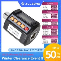 디지털토크렌치 ALLSOME-조정 가능한 1/2 디지털 토크 게이지 자전거 자동차 수리용 어댑터 전자 미터, 03 20-200Nm