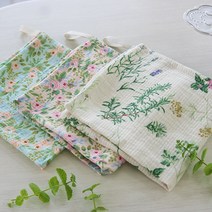 3중거즈 허브 플라워 주방타올/키친크로스 겸 매트, 허브밭