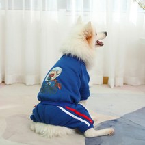애견 팬츠 스커트 봄과 여름 강아지 네이비 셔츠 네발 코트 고양이 얇은 데님 작업 바지, 푸른 색