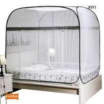 [국내배송] STY1 모기장 사각모기장 원터치 특 대형 텐트 캐노피 방충망 슈퍼 싱글 더블 퀸 킹 슈퍼킹, 네이처