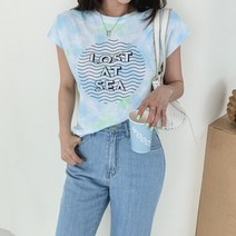 네쥬 여성 봄 여름 나시티 라운드 레터링 반팔 티셔츠