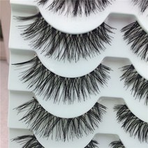 5 Pairs Long Black Handmade Cross False Eyelashes, box