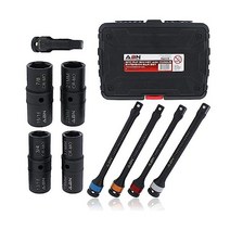 ABN 1.3cm12인치 드라이브 임팩트 소켓 세트 미터법 17-22mm SAE 34-1516인치 9피스 러그 너트 토크 스틱 연장 리미터 27.4-36.6m90-120피트파운드