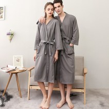 남성용 및 여성용 5 성급 호텔 목욕 가운 긴 여름 얇은 흰색 가운 흡수성 및 속건성 수건 소재 커플 목욕 가운, 사이즈 :  M (추천 신장 150 ~ 163 cm 체중 80 ~ 140 kg), 색상 분류 :  그레이 [남녀 공통 1 팩], NONE