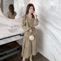 제이블리 브이넥 프릴 플라워 롱 버튼 원피스