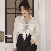 [판다샵] 여성 봄가을 통근 와이셔츠 살구색 블라우스 상의 셔츠_pds0980