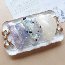 프랑스핀 복고풍 물방울 마블 9cm 아세테이트 집게핀 예쁜 명품 헤어 집게 바나나 똑딱 옆머리 앞머리 올림머리 핀 어린이집 크리스마스 생일 선물