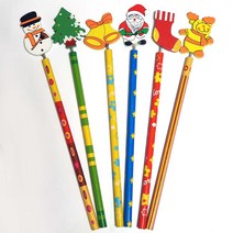 크리스마스 목각 연필 12본/ 산타 성탄 유치원 어린이문구선물 초등학생 학용품