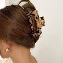 에블바잉 에블 대박걸 호피무늬 사각 올림머리 헤어 집게핀 3color
