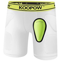 KOOPOW 청소년 남아용 패딩 슬라이딩 반바지 슬라이더 패드 야구 축구 라크로스용 부드러운 보호 운동 컵 포함, Small, White Green, Small