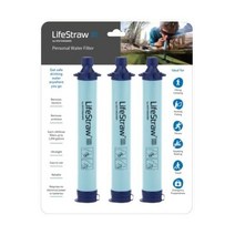 LifeStraw 라이프스트로 개인용 정수 필터 휴대용 백패킹 오지캠핑, 3 Pack, Blue
