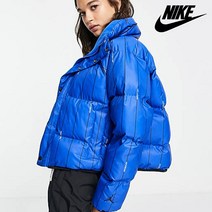 나이키 조던 숏패딩 여성 블루 스트라이프 하이넥 윈터
