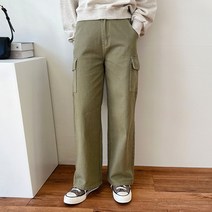 커밍투유 여성 와이드 일자 카고 면 바지 (숏 기본 롱)