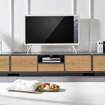 아파트 거실장 티비거실장 핸들리스 수납장 30평형대 서랍형 오피스카페 TV, 오크
