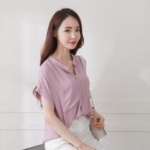 마롱패션 이프블라우스 포켓 블라우스 쉬폰블라우 스트라이프