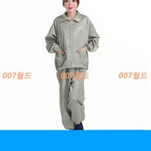 여름 가을 방진복 무진복 제전복 정전기 화이트지퍼 쇼트 워크 방지 상의 제전분체복, 그레이 [의류 + 바지]_M