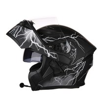 AIS 하이바 바이크 오토바이 헬멧 LED 블루투스 헬맷 안전 남녀 풀페이스, 검블 + Bluetooth