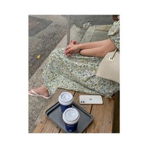 와이케이하우스 한국어 스타일의 세련된 느슨한 얇은 랜턴 슬리브 꽃 무늬 드레스 여성 여름 부드러운 바람과 큰 스윙 중간 길이 스커트 20679_69948