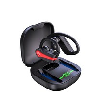 BOI 울트라 긴 배터리 수명 블루투스소음 차단 헤드폰 스포츠 이어 후크 무선 헤드폰 HiFi 스테레오 이어 버드 방수 헤드폰 매달려있는 귀 운동 및 달리기에 적합 미끄럼 방지, B2TI02-1