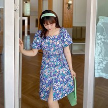 빅 사이즈 봄 여름 가을 원피스 반팔 88 스퀘어넥 77 결혼식 패션 코디 99 상체비만 여성 가족사진