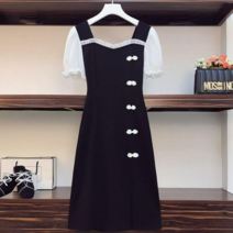 잇츠스타일 여름 빈티지 슬림 블랙 스커트 원피스