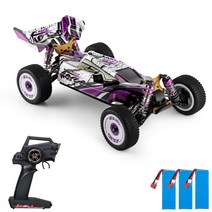 GoolRC Wltoys 124019 2.4GHz 시속 60km 사 륜구동 알루미늄 합금 섀시 아연 기어 고속 차량, 3 배터리