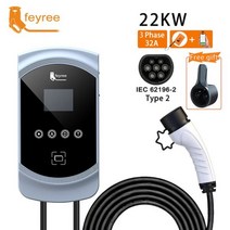 Feyree EV 충전기 전기 자동차 EVSE 월박스 3 상 타입 2 케이블 IEC62196-2 소켓 앱 제어 32A 7.6KW 11KW 22KW 694786, 22KW 32A 3 phase 694786 _Type2
