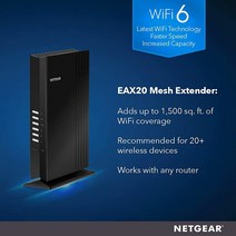 넷기어 NETGEAR 와이파이 6 메시 레인지 익스텐더 (EAX20) AX180.. 정품보장, 1.8 Gbps  WiFi 6 | Tower