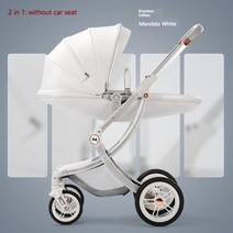 14세이상 럭셔리 아기 유모차 2in 1/3 1 카시트 포함 에그쉘 신생아 가죽 높은 풍경, 01 White