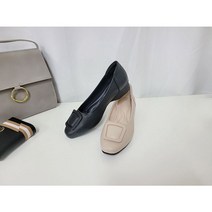 구두모모 로지에 스퀘어장식 베이직 플랫슈즈 (3cm)