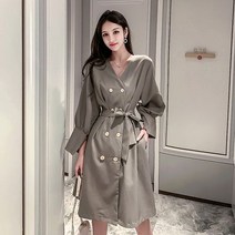 ZENCY 젠시 커리어 더블버튼 벨티드원피스