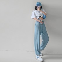 아메카지스트릿 아메카지스타일 클라인 블루 걸스 트레이닝바지 여성 봄 여름 슬림핏 와이드 루즈핏 조거팬츠 4088990460