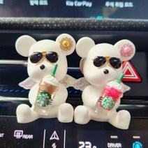 힐링센트 음료 곰돌이 4종 차량용 방향제 세트, 레몬라벤더향, 커피곰돌이