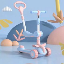 코드86 좌식 유아 접이식 킥보드 앉아서타는 LED 씽씽이, 블루핑크 (시트+푸시핸들)