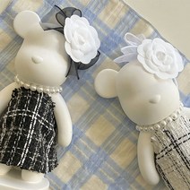 트위드 빅베어 석고방향제, 블랙, 라이트블루