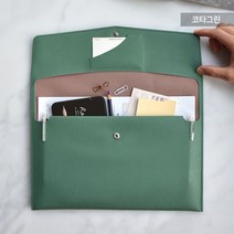가죽 A4 서류 파우치 파일 클러치 포켓 도큐먼트 케이스 홀더 파일철 화일, 코타그린