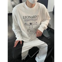 남자 스트릿 오버핏 프린팅 빅사이즈 박스 롱슬리브 긴팔티 루즈핏 라운드 티셔츠 2컬러