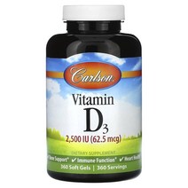 Carlson Carlson 비타민D3 62.5mcg(2 500IU) 소프트젤 360정, 4개
