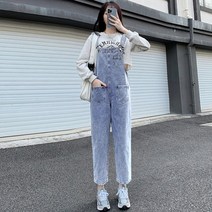 봄가을 임산부 멜빵바지 데님 멜빵바지 패션 캐주얼 코디