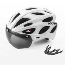 ROCKBROS 초경량 자전거 헬멧 58-65cm 대형 사이클링 헬멧 환기 일체형 안전 모자 MTB 도로 자전거 헬멧, TT-16 화이트