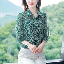 봄 봄 패션 프린트 쉬폰 상의 블라우스 코디 블라우스
