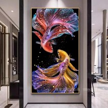 HAENGBUK 재물복 가져오는 비단 잉어 십장생 보석십자수 부모님 선물 diy 키트 비즈 공예, 하나, 90X170cm