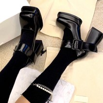 하이힐 구두 고정밴드 고무 끈 슈레이스 발목 스트랩 신발 패션 봄과 가을 뉴 메리 Zhen 신발 레트로 두꺼운 발 뒤꿈치 가죽 스퀘어 헤드 작은 나이트 슈즈 여성