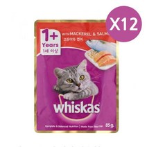 고양이 주식 파우치 85g 12p 고등어 연어 1살이상, ten 1, ten 본상품선택