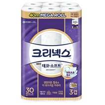 크리넥스 3겹 데코&소프트 화장지 40mx30롤 두루마리휴지 두루말이 천연펄프 무형광 두꺼운 화장실 먼지없는 집들이선물 대용량 부드러운 유한킴벌리 코스트코 롤티슈