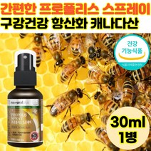 영양제왕 식약처인증 프로폴리스 스프레이 30ml 항산화 추출물 플라보노이드 구강 치아 향균작용 내추럴 propolis spray 캐나다, 1병