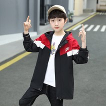 FULIBS 2021 외국 스타일 큰 어린이 후드 겉옷 소년 봄 코트 스포츠 봄과 가을 13 세 잘 생긴 소년 탑 1L